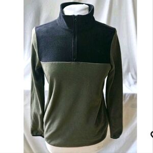 The North Face Fleece 1/4 Zip Pullover Black Olive Green Long Sleeve Wmn's Small